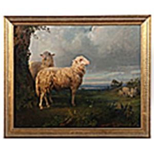 Flock Of Sheep Grazing In A Meadow by Rosa Bonheur