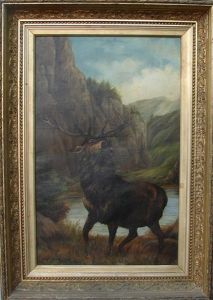 Elk By Stream by Rosa Bonheur