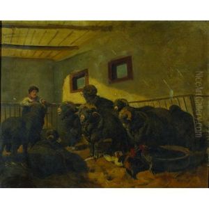 Moutons De Rambouillet A L'etable by Rosa Bonheur