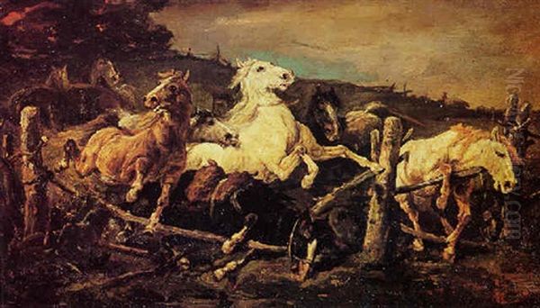 Chevaux Fuyant L'incendie - view 1