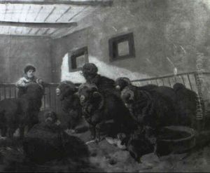 Moutons De Rambouillet A L'etable by Rosa Bonheur