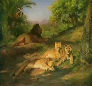 Lion And Lionesses by Rosa Bonheur