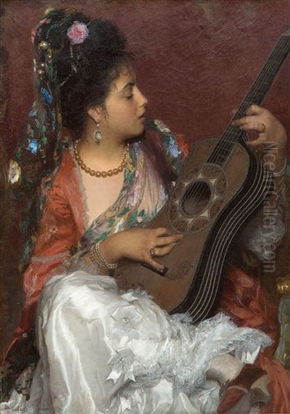 An Elegant Lady Playing Flamenco Guitar - view 1
