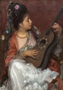 An Elegant Lady Playing Flamenco Guitar by Adriano Bonifazi