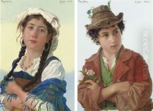 A Love Token (+ A Young Ciociara; Pair) by Adriano Bonifazi