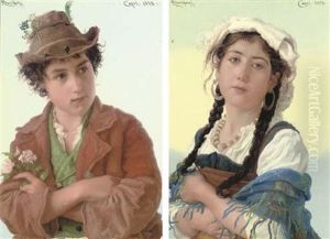 A Love Token (+ A Young Ciociara; Pair) by Adriano Bonifazi