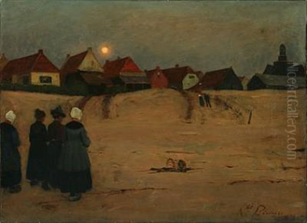 Landscape From Bretagne With Churchgoers - view 1