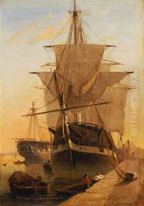 Segelschiffe Am Quai by Richard Parkes Bonington