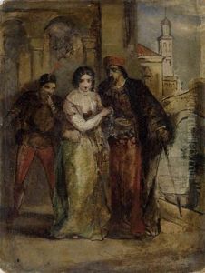 A Scene From The Merchant Of Venice (from Merchant Of Venice) by Richard Parkes Bonington
