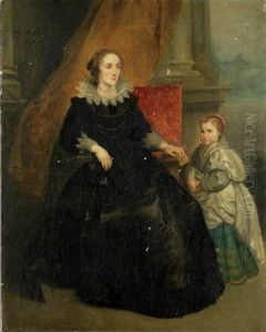 Portrat Einer Frau Mit Ihrer Tochter by Richard Parkes Bonington