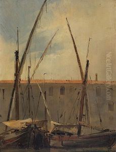 Segelschiffe In Einem Sudlichen Hafen (venedig?) by Richard Parkes Bonington