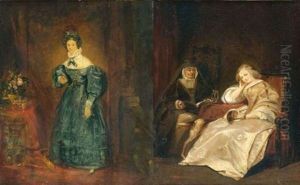 Femme A La Robe Blanche (+ Femme A La Robe Noire, Lrgr; 2 Works) by Richard Parkes Bonington