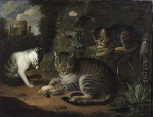 Trois Chats Dans Un Paysage Trois Chats Dans Un Paysage