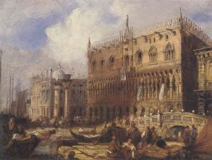 A View Of The Molo, Venice, With The Ducal Palace by Richard Parkes Bonington