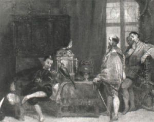 Gentleman Of The Court Admiring Exotic Birds by Richard Parkes Bonington