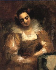 Portrait Of A Venetian Girl In Yellow Dress by Richard Parkes Bonington