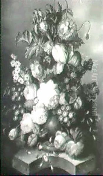 Prunkstilleben Mit Dahlien, Rosen, Zynien U.a. - view 1