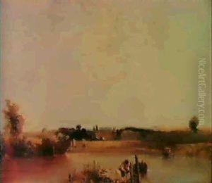 The Chateau Of The Duchesse De Berry At Rosny, Seine-et-    Poise by Richard Parkes Bonington