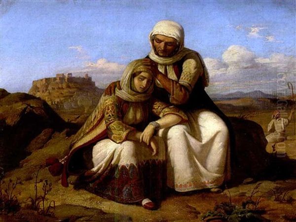 Mutter Mit Tochter Vor Griechischer Landschaft - view 1