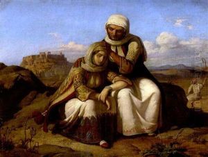 Mutter Mit Tochter Vor Griechischer Landschaft by Pierre Bonirote