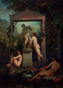 A Statue Of Eurydice Surrounded By Nymphs by Pierre Bonirote