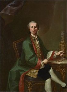Portrait Of A Gentleman, Traditionally Identified As Francesco Barletta, Seated At A Desk by Giuseppe Bonito