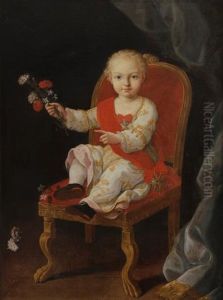 Portrait D"un Infant D"espagne Avec La Toison D"or Et Le Ruban Rouge De L"ordre De Saint Gennaro by Giuseppe Bonito