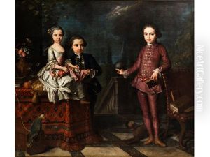 Gruppenportrait Von Drei Adeligen Kindern by Giuseppe Bonito