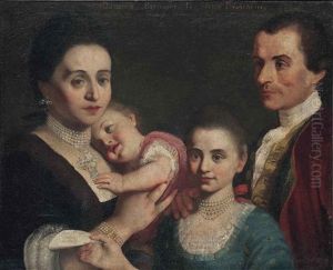 A Group Portrait Of A Gentleman, His Wife And Two Children, Bust Lengths by Giuseppe Bonito