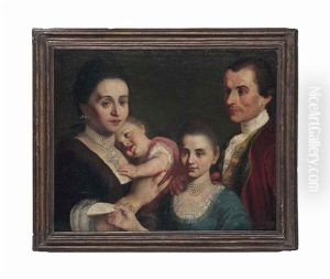 A Group Portrait Of A Gentleman, His Wife And Two Children, Bust Lengths by Giuseppe Bonito
