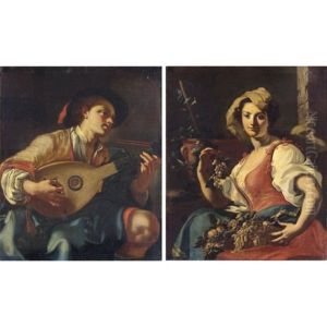 Allegoria Della Musica (+ Allegoria Dell'autunno; Pair) by Giuseppe Bonito