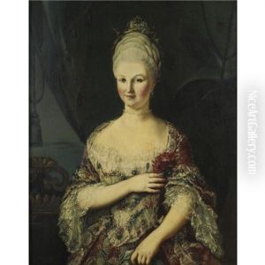 Portrait Of A Lady Holding A Carnation by Giuseppe Bonito