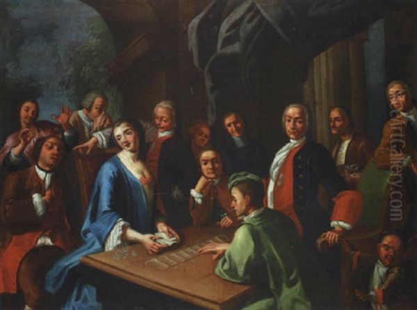 Partie De Cartes Dans Le Salon D'un Chateau - view 1