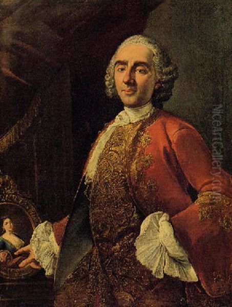 Ritratto Di Gentiluomo (l'architetto Ferdinando Fuga?) Che Indica Un Ritratto Di Donna - view 1