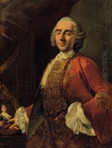 Ritratto Di Gentiluomo (l'architetto Ferdinando Fuga?) Che Indica Un Ritratto Di Donna by Giuseppe Bonito