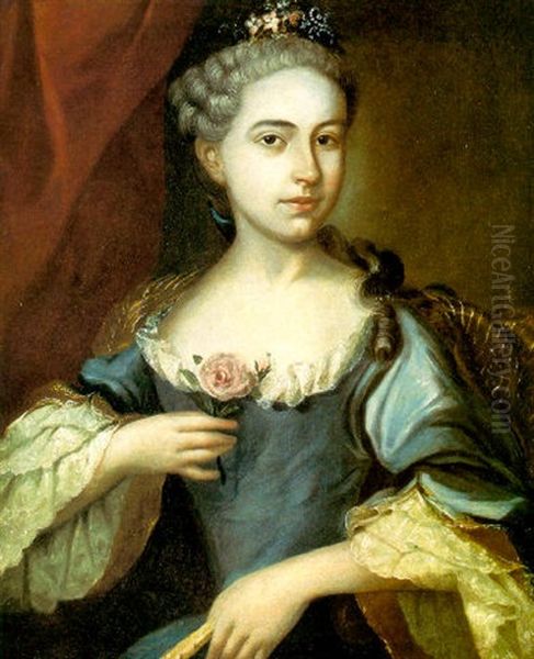 Retrato De Dama Con Flor En La Mano - view 1