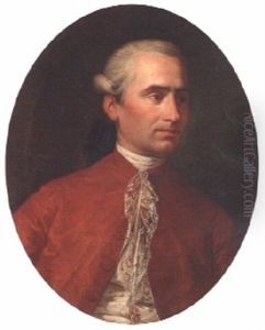 Portrait Of A Gentleman, Bust-length, In A Red Coat And Embroidered Waistcoat