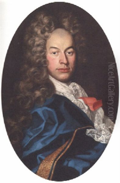 Portrait Of A Gentleman, Half-length In A Blue Coat And Gold Lining - view 1