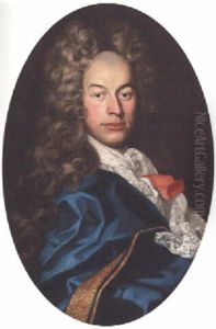 Portrait Of A Gentleman, Half-length In A Blue Coat And Gold Lining