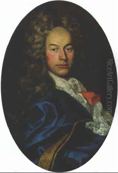 Portrait Of A Gentleman In A Blue Cloak And Gold Lining - view 1