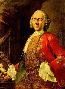 Ritratto Di Gentiluomo Che Indica Un Ritratto Di Donna by Giuseppe Bonito