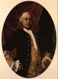 Portrait Of A Gentleman In A Black Coat Holding A Cane
