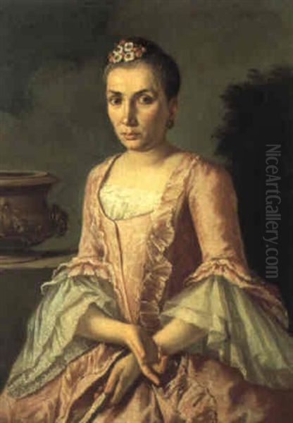 Ritratto Di Dama In Abito Rosa Da Casa, En Plein Air - view 1