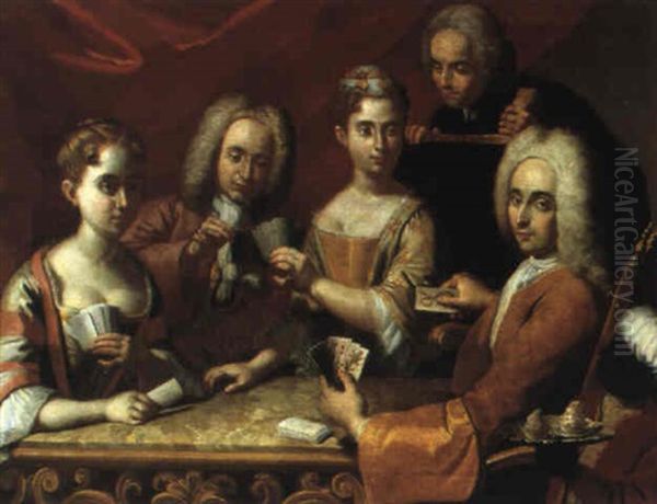 Una Partita A Carte Fra Due Dame E Due Cavalieri - view 1