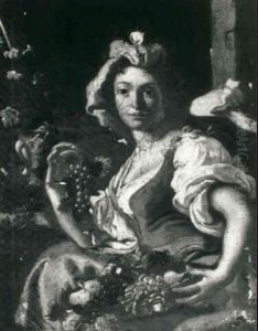 A Peasant Girl Seated, Holding A Bunch Of Grapes A Peasant Girl Seated, Holding A Bunch Of Grapes
