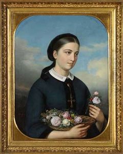 Portrait Eines Madchens Mit Blumenkorb