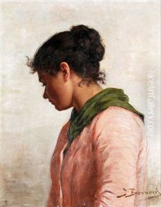 Portrait Einer Jungen Frau Mit Hochgestecktem, Dunkelbraunem Haar by Julia Bonnard