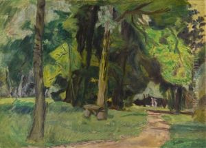Promenade Au Bois, Banc Dans Un Parc by Pierre Bonnard