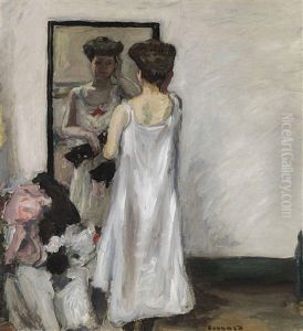 A Demi Deshabillee, Devant La Glace by Pierre Bonnard