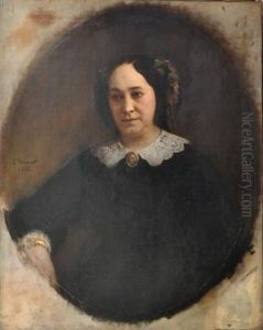 Portrait De Madame Bonnat Assise by Leon Bonnat